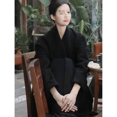 秋冬新款双面毛呢大衣女慵懒风赫本风气质名媛显瘦毛呢厚外套