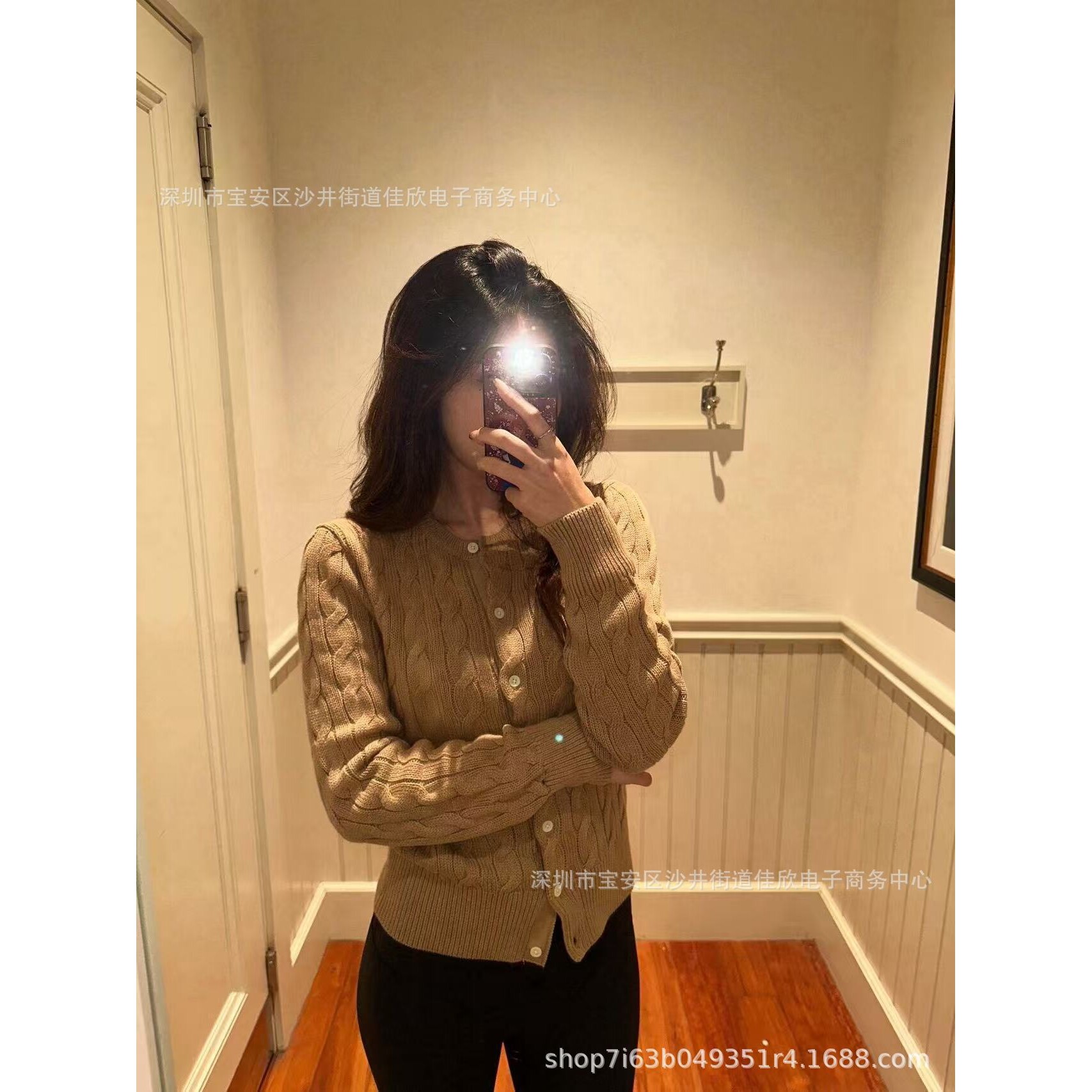 美式25复古毛衣外套显瘦绞花棉麻花上衣早秋刺绣针织开衫女小马
