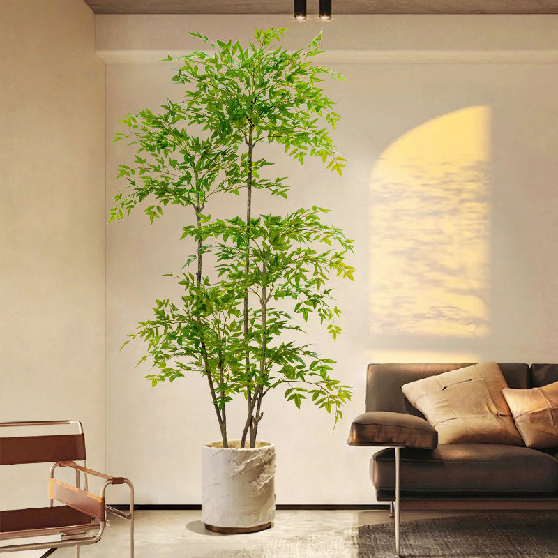 南天竹落地高端轻花树室内仿真绿植大型奢假盆栽客厅装饰摆件仿生