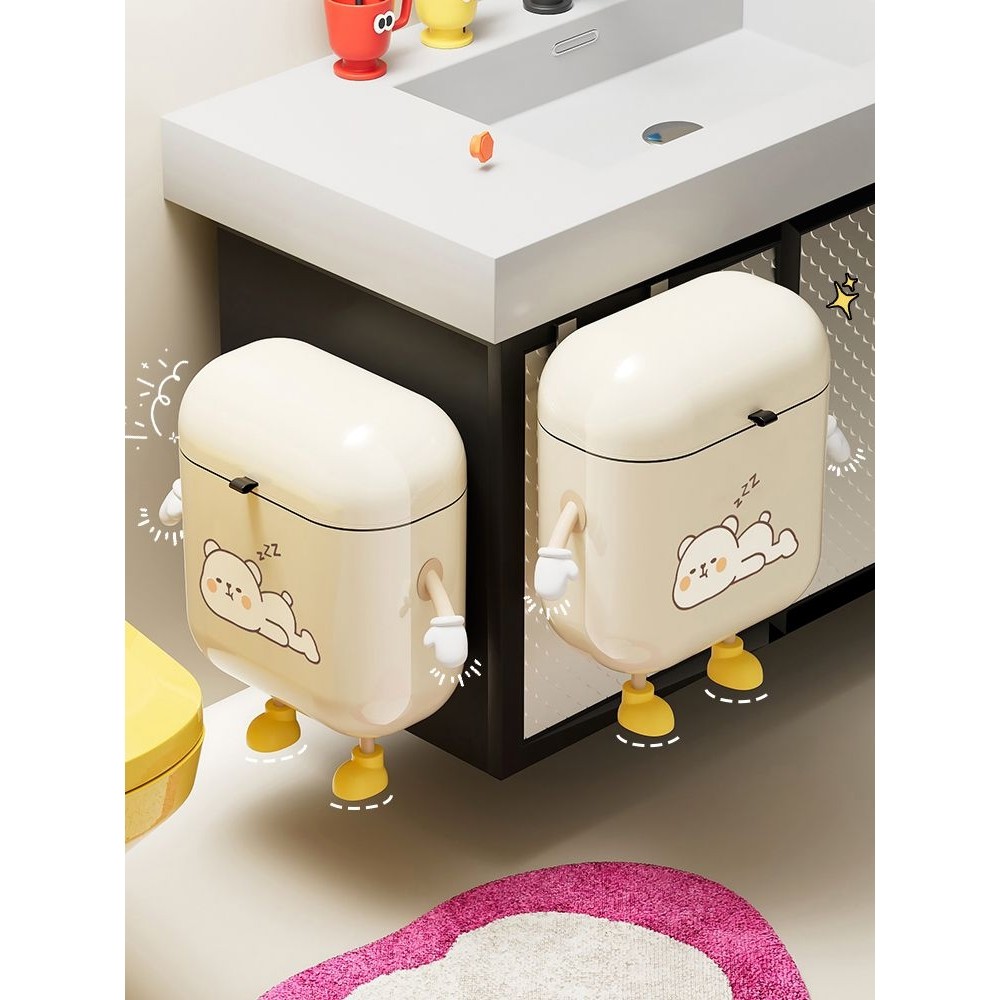 卫生间新款壁挂垃圾桶高颜值厨房挂式可爱拉垃圾桶厕所带盖免弯腰