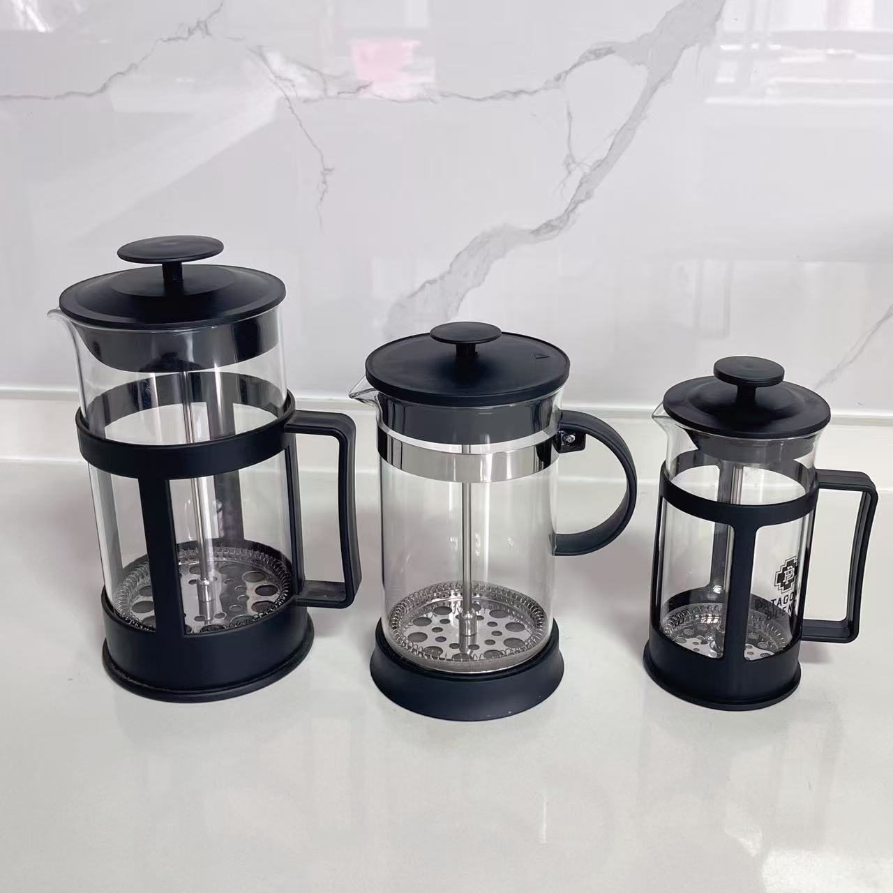 ?新塑料耐热法式滤压壶手冲咖啡壶家用不锈钢过滤竹木冲茶器法压