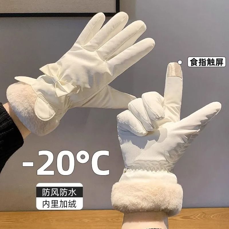 手套女冬季加厚防水防寒可爱触屏户外骑车保暖骑电车加绒滑雪手套