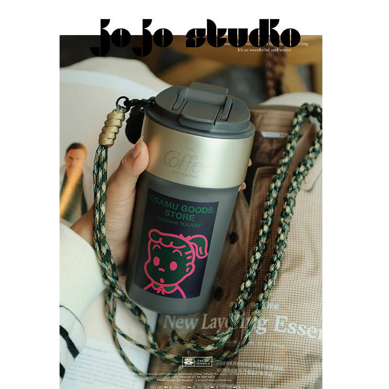 JOJO器屋 蛇年holoholo保温杯咖啡杯子陶瓷内胆保冷吸管水杯便携