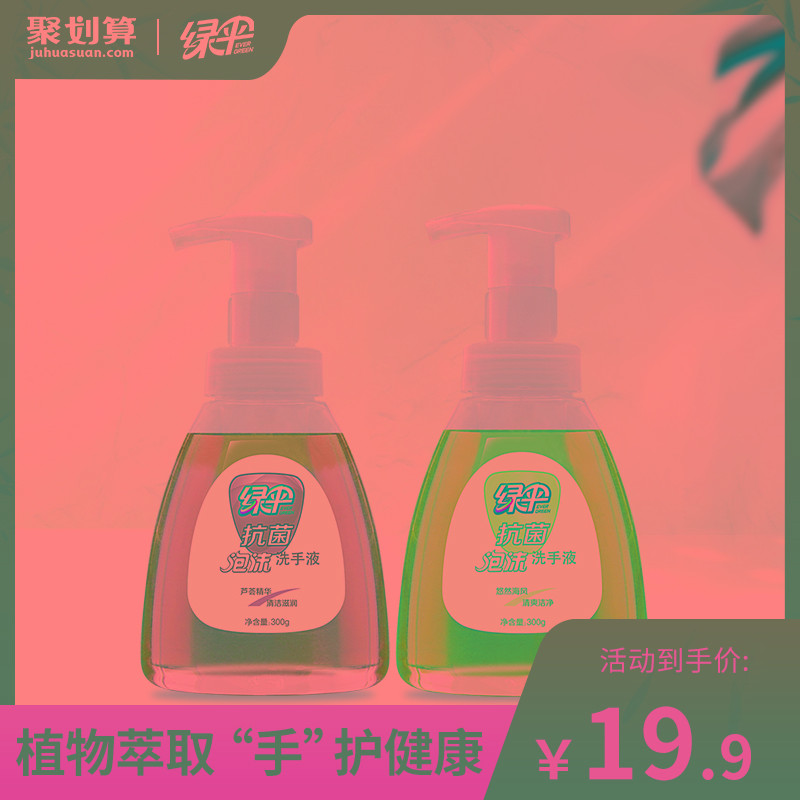绿伞泡沫洗手液300g*2瓶成人儿童抗菌洗手液泡沫型家用温和清洁