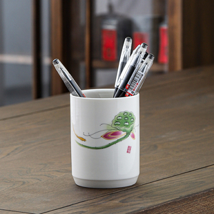好看的陶瓷笔筒学生办公室桌面儿童女孩男孩轻奢高级感书房收纳盒