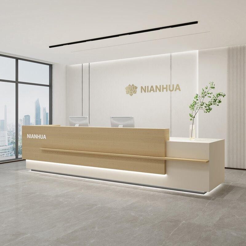 简约公司前台接待台办公烤漆吧台酒店咨询台物业商铺收银台柜台桌