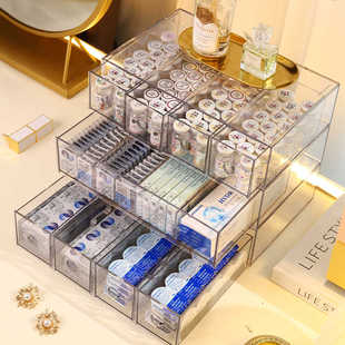 抽屉式眼镜收纳盒亚克力隐形近视眼镜卧室桌面透明美瞳墨镜置物架