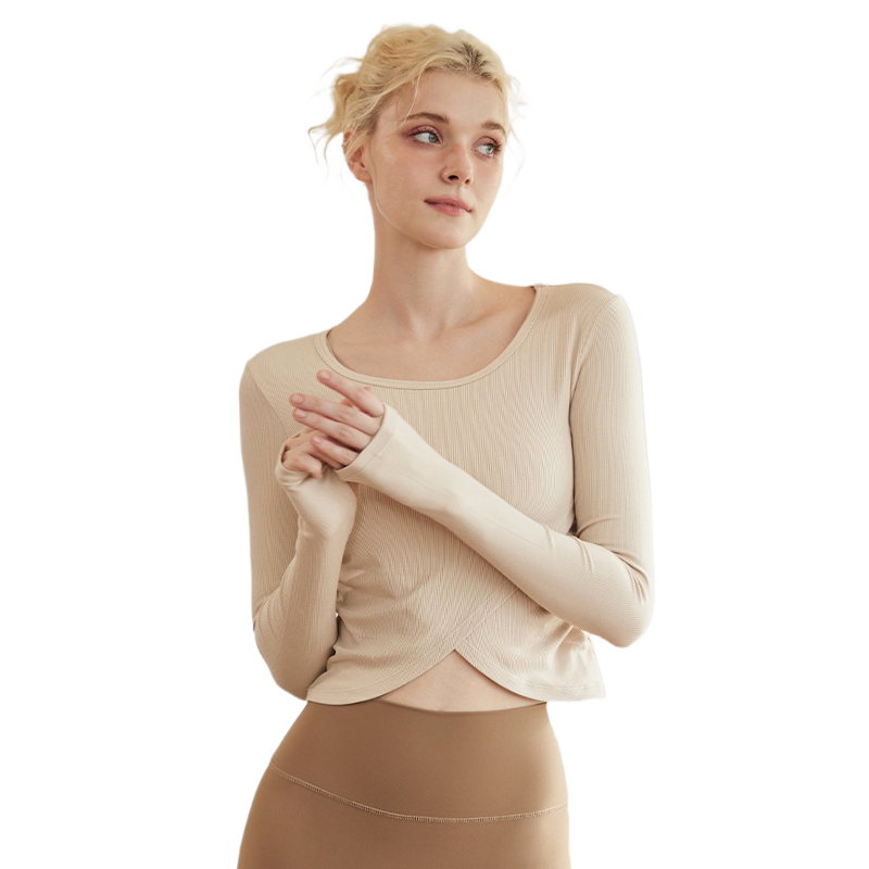 LULU裸感新款白色运动瑜伽长袖T恤女春夏季紧身修身显瘦圆领上衣