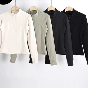 LULU 立领天鹅绒瑜伽女士速干修身专女士健身速干长袖瑜伽套装