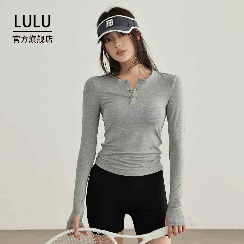 LULU夏季新款瑜伽服女长袖修身显瘦运动上衣普拉提训练健身服