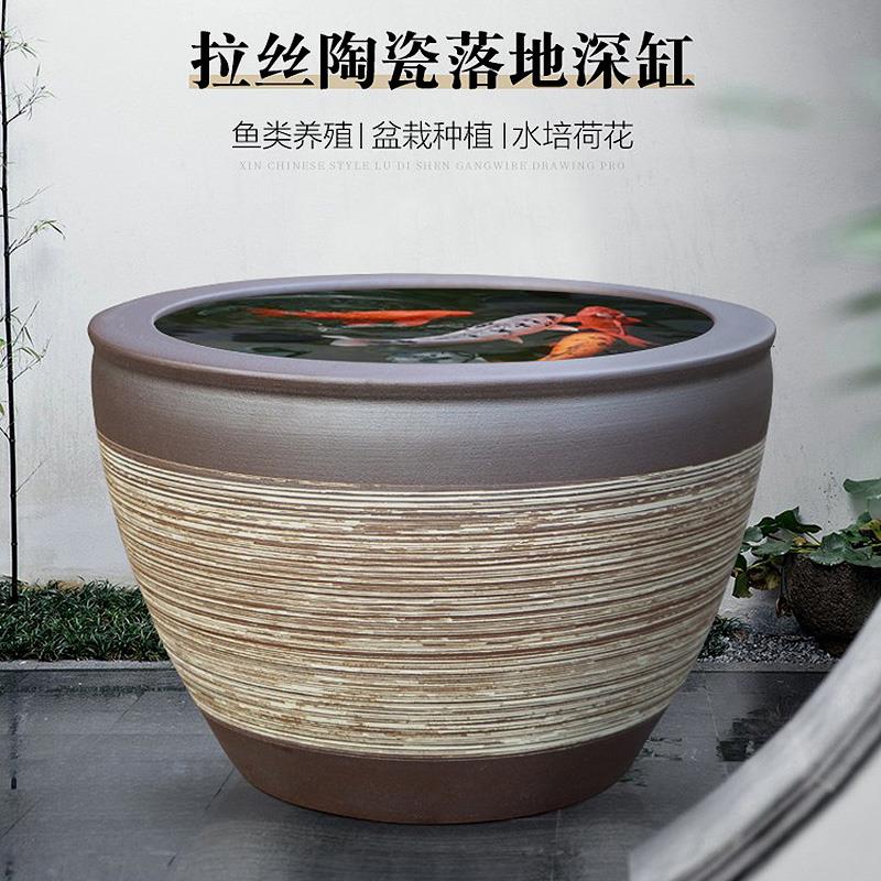 景德镇陶瓷鱼缸户外庭院老式民间老旧大水缸睡莲荷花缸古法养鱼缸
