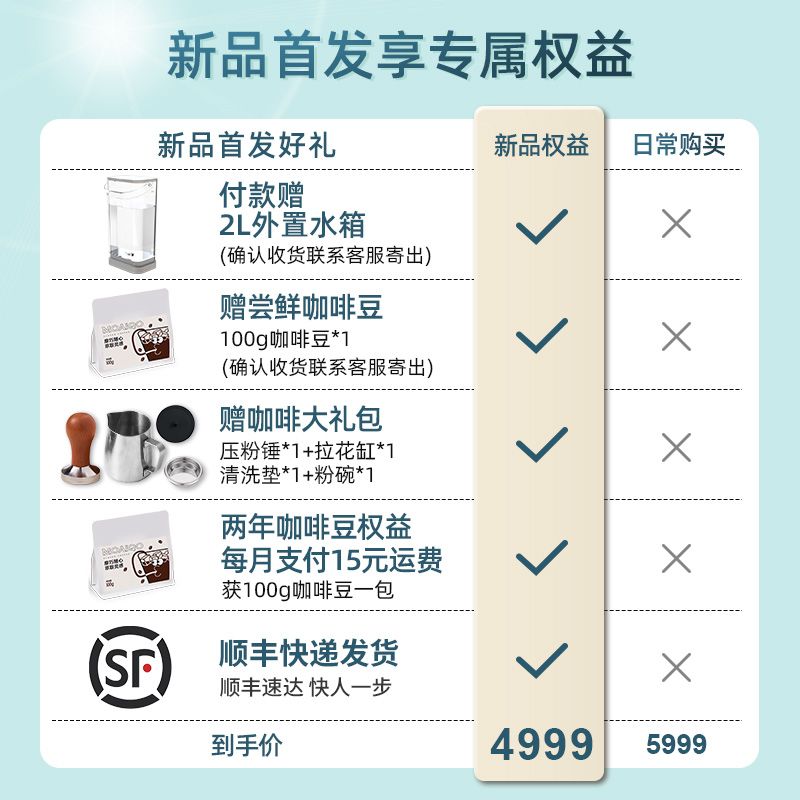 [新品]摩巧SK1双擎pro半自动意式双锅炉家用咖啡机意式浓自动上水