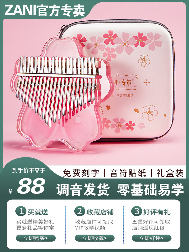 ZANI拇指琴卡林巴琴正品21音初学乐器简单易学钢琴女生17音手指琴