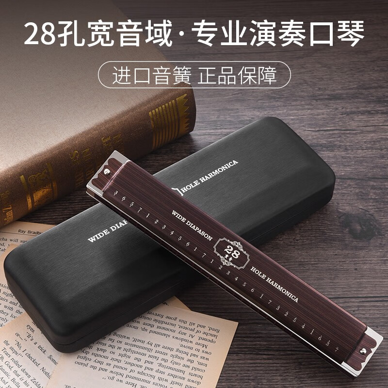 德国进口音簧28孔口琴复音C调高级成人专业演奏级重音初学者入门