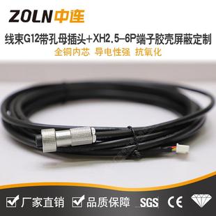 中连G12带孔母插头2芯3芯4芯5芯6芯7芯 6P端子胶壳屏蔽线 XH2.5