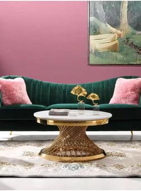 轻奢软装设计师意大利绒简欧风整装墨绿色客厅小户型成人沙发