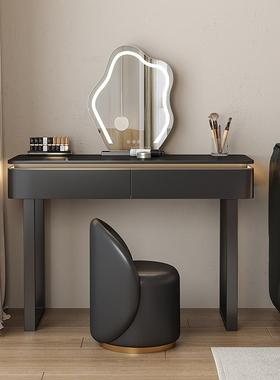 黑色梳妆台轻奢小户型现代简约设计师款高级感床头意式实木化妆桌