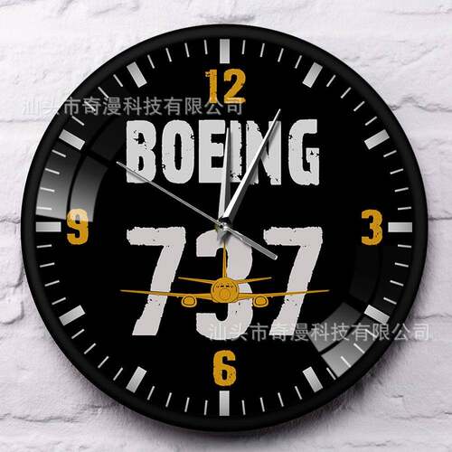 金属外壳挂钟波音737飞机意寓墙钟家居装饰BOEING737时尚时钟