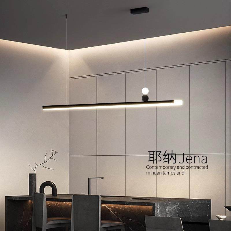 餐厅吊灯极简意式轻奢铝材吧台设计师办公室北欧餐桌一字长条吊灯