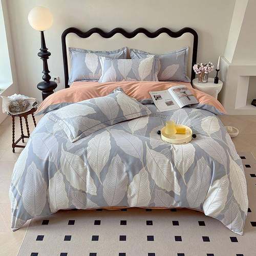 秋冬全棉床上四件套轻奢床单被套床上用品四件套纯棉加厚磨毛简约