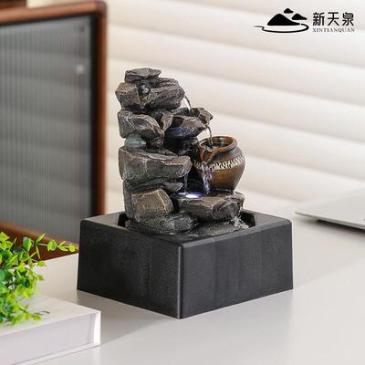 新厅天泉财流招水造景摆件茶几古桌面小型喷泉QXZ复室内客循环加