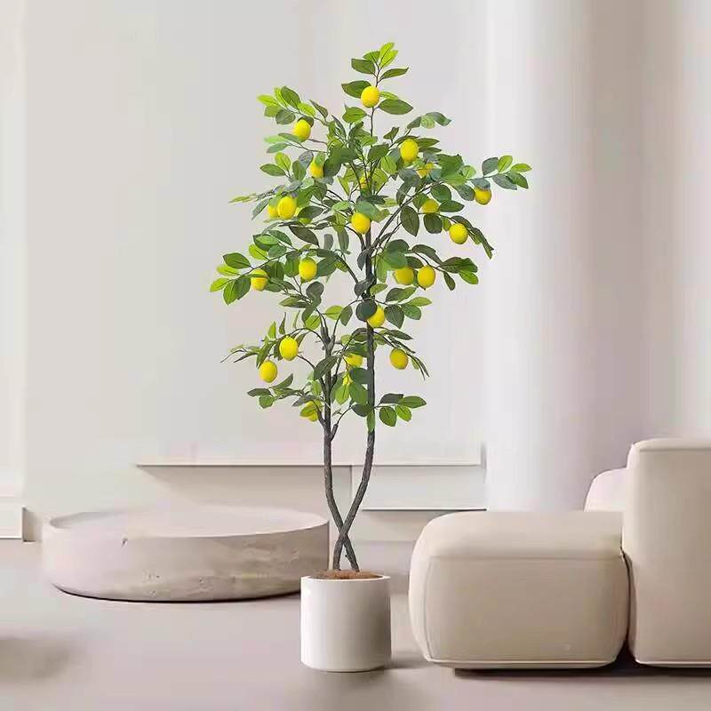 仿绿植柠檬树栽高造端假真植物室内沙发旁落地景302盆观装饰摆件