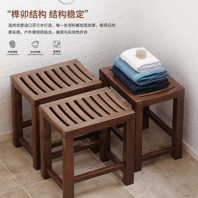 实木浴室凳子洗澡凳板凳洗脚凳淋浴房老人洗澡防滑小矮凳防腐坐凳