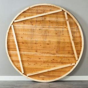 可实木圆桌餐桌饭馆家用现代简实木圆桌约带转盘折餐叠简易圆台面