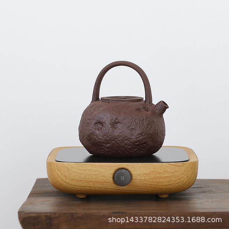紫泥陶壶纯工紫电陶炉烧水壶煮茶壶砂养生壶提手梁高吴003经炭炉