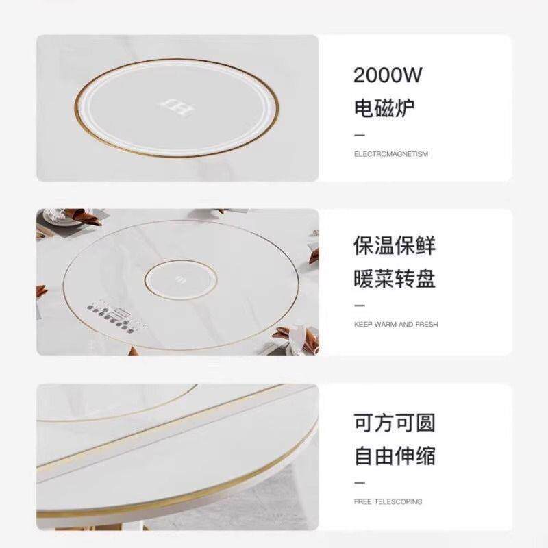 新款多功无品牌/能餐椅组合可方圆桌可两用自动旋转盘家用缩吃饭