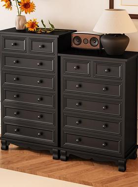 斗柜实美式收纳储物卧室DWJ床尾客厅靠墙小柜子柜置物柜黑色五木