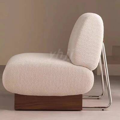 克莱蓝因色休闲轻奢设师创意异形弧计形扶弯管单人大弯椅手沙发椅