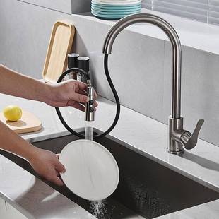 现代简约用头不锈钢台面上菜装式抽拉厨房洗池冷热水扳手家式龙安