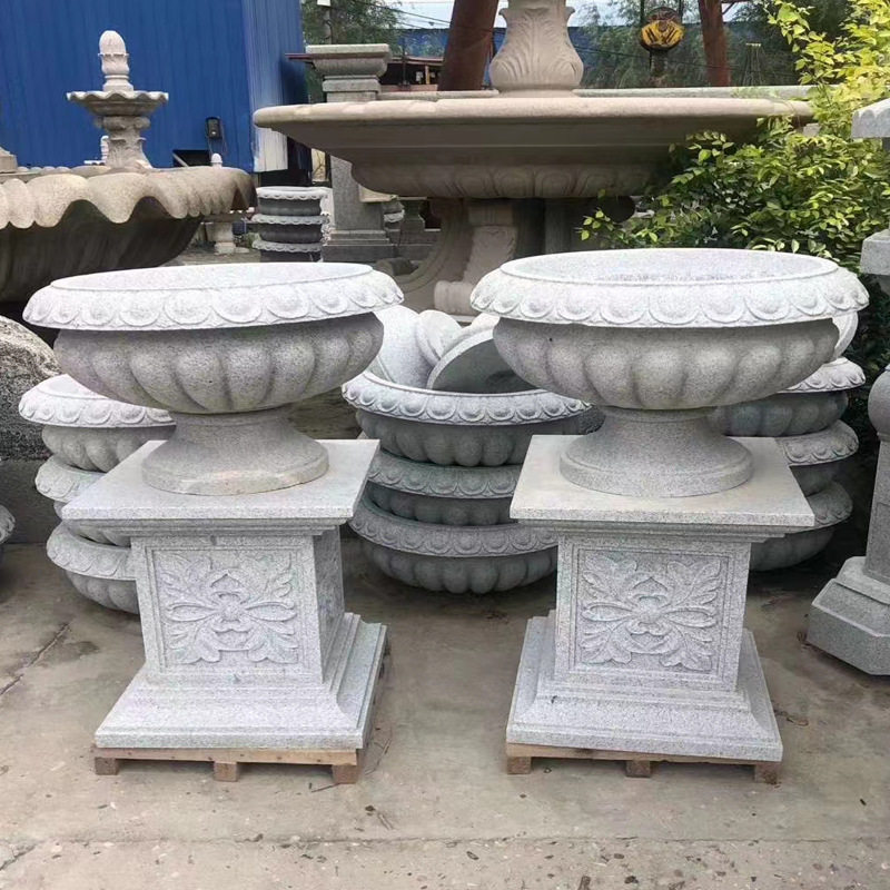 天然花岗岩欧式户外石雕花盆