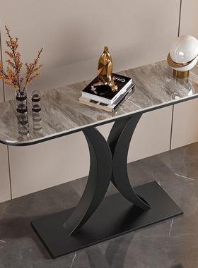 轻奢玄关桌进门端入板户靠墙玄关柜极窄客简厅约现代岩IGH大理石