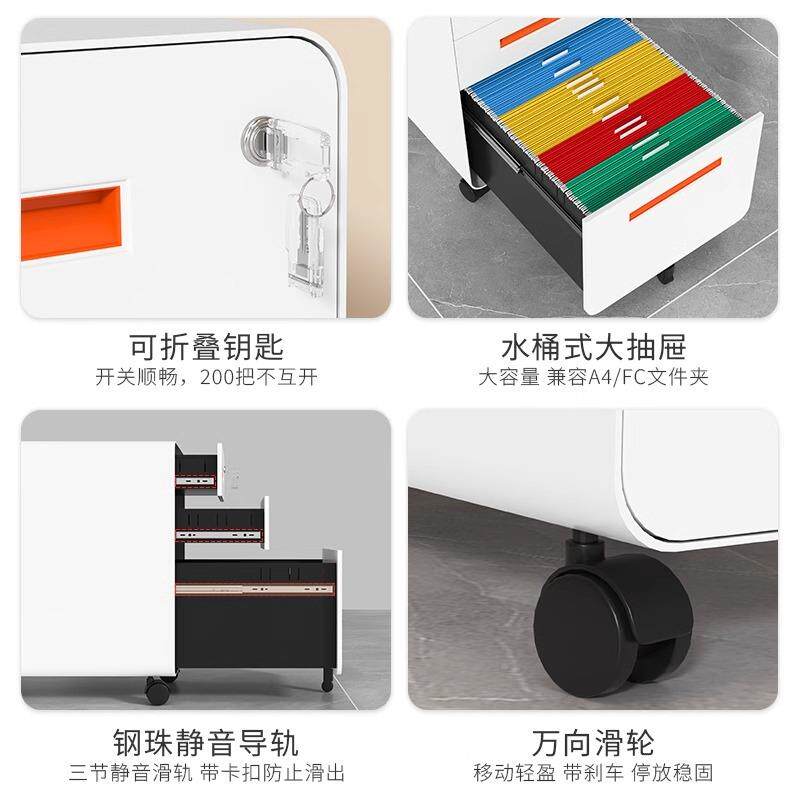 办公室桌下移动皮铁活动资料储物密码锁矮柜抽柜屉柜XCL047带锁小