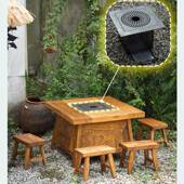 老榆木围炉桌阳茶桌方台野桌户木·外餐围炉煮茶桌原木茶几实方桌