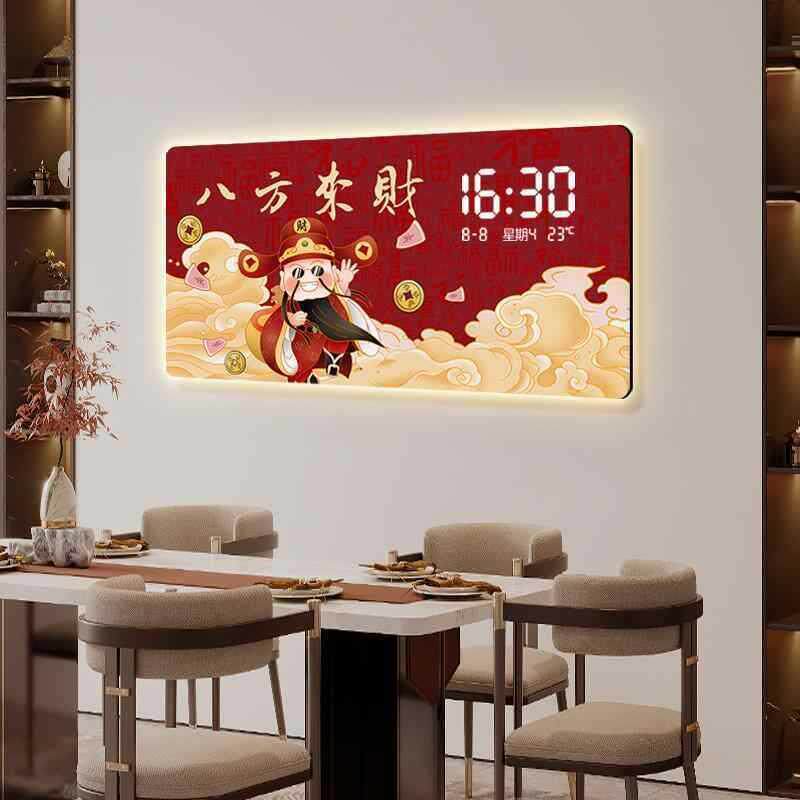 财KDF神到墙上挂钟客厅餐厅装画2数025年挂新款电子钟显饰墙创意