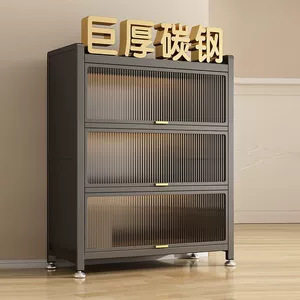 家用储物柜多层收纳柜一体靠墙钢制防晒防尘铁皮柜阳台杂物置物架