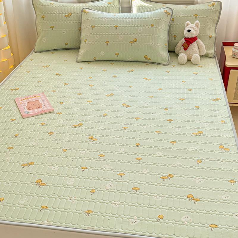 2025新款夏季儿童冰丝凉席三套防水隔2尿床垫席子夏垫可机凉件洗2