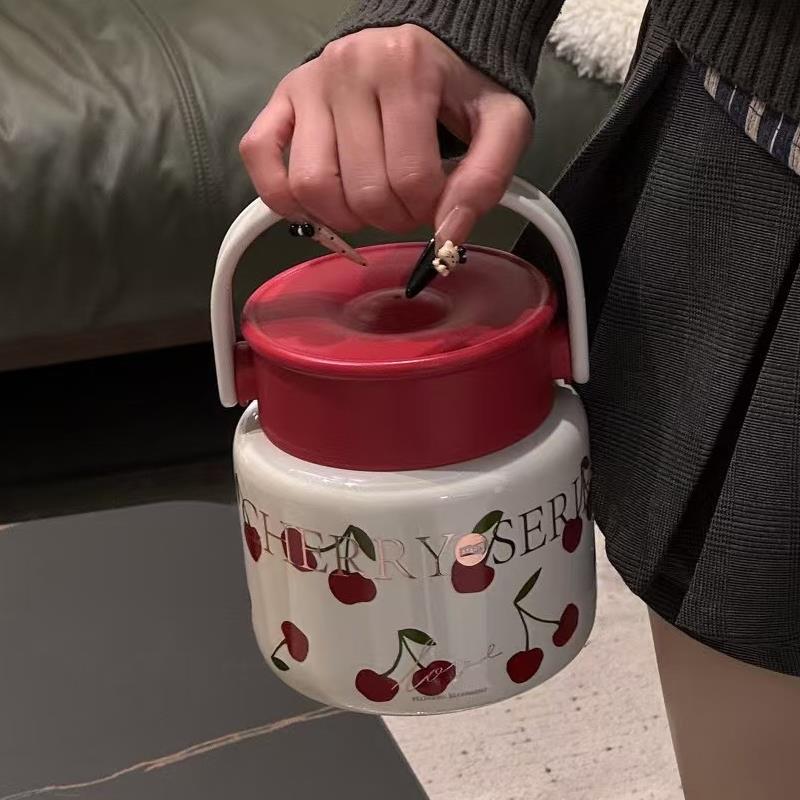 世大家红樱桃保温便当盒焖烧杯高颜值可携式便当上班族带粥饭盒保