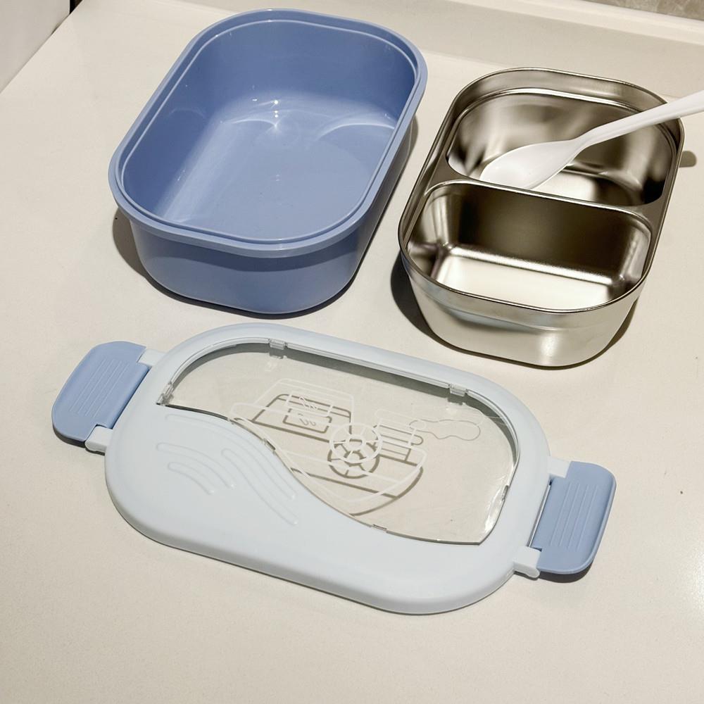 简约不锈钢饭盒小学生两格分格双层便当盒上班族保温午餐盒