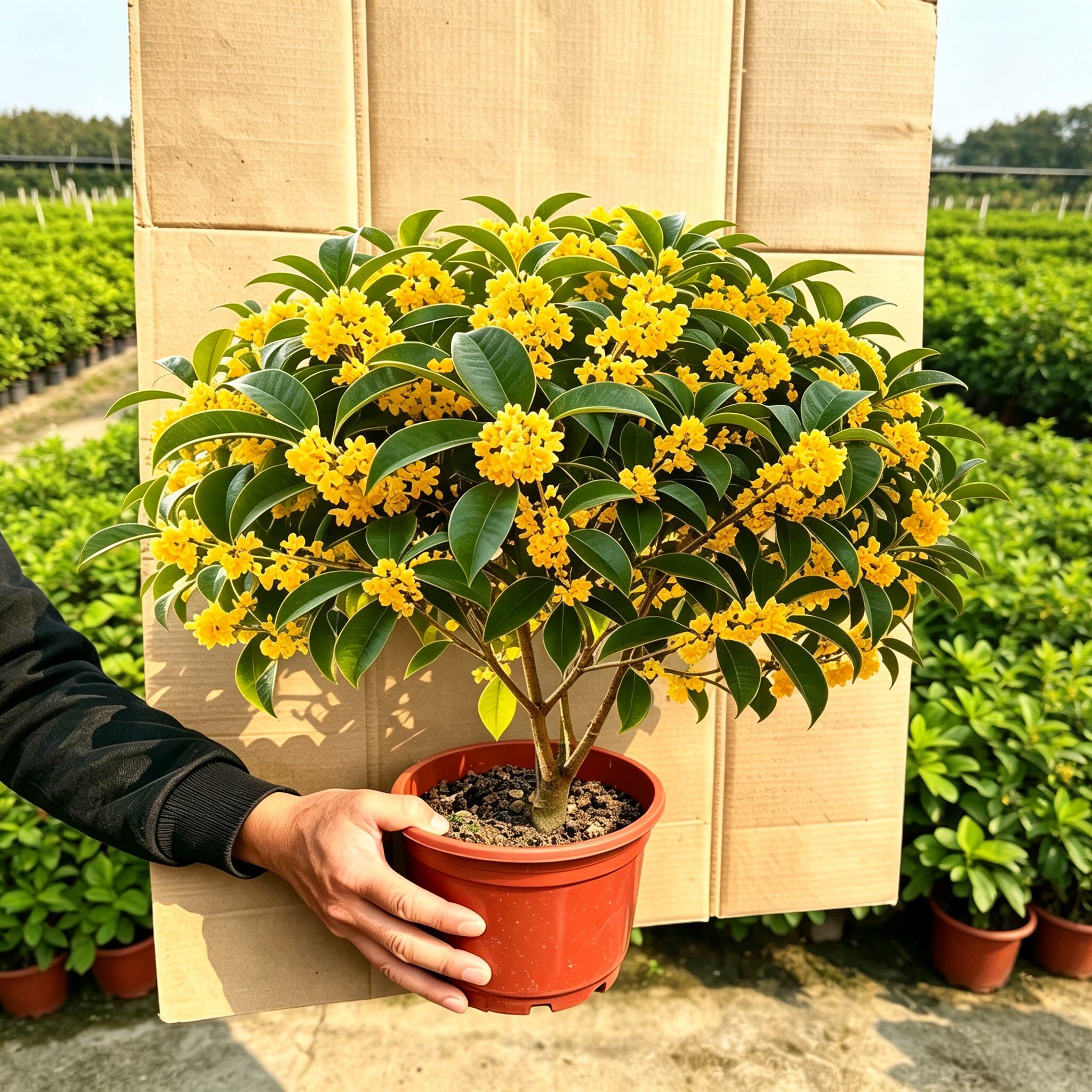 桂花盆栽树苗带花发货花期稳定花香持久园区布景芳香观赏树苗