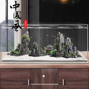 鱼缸造景假山石头仿真装饰景躲避摆件屋水族箱水草大型创新疆包邮