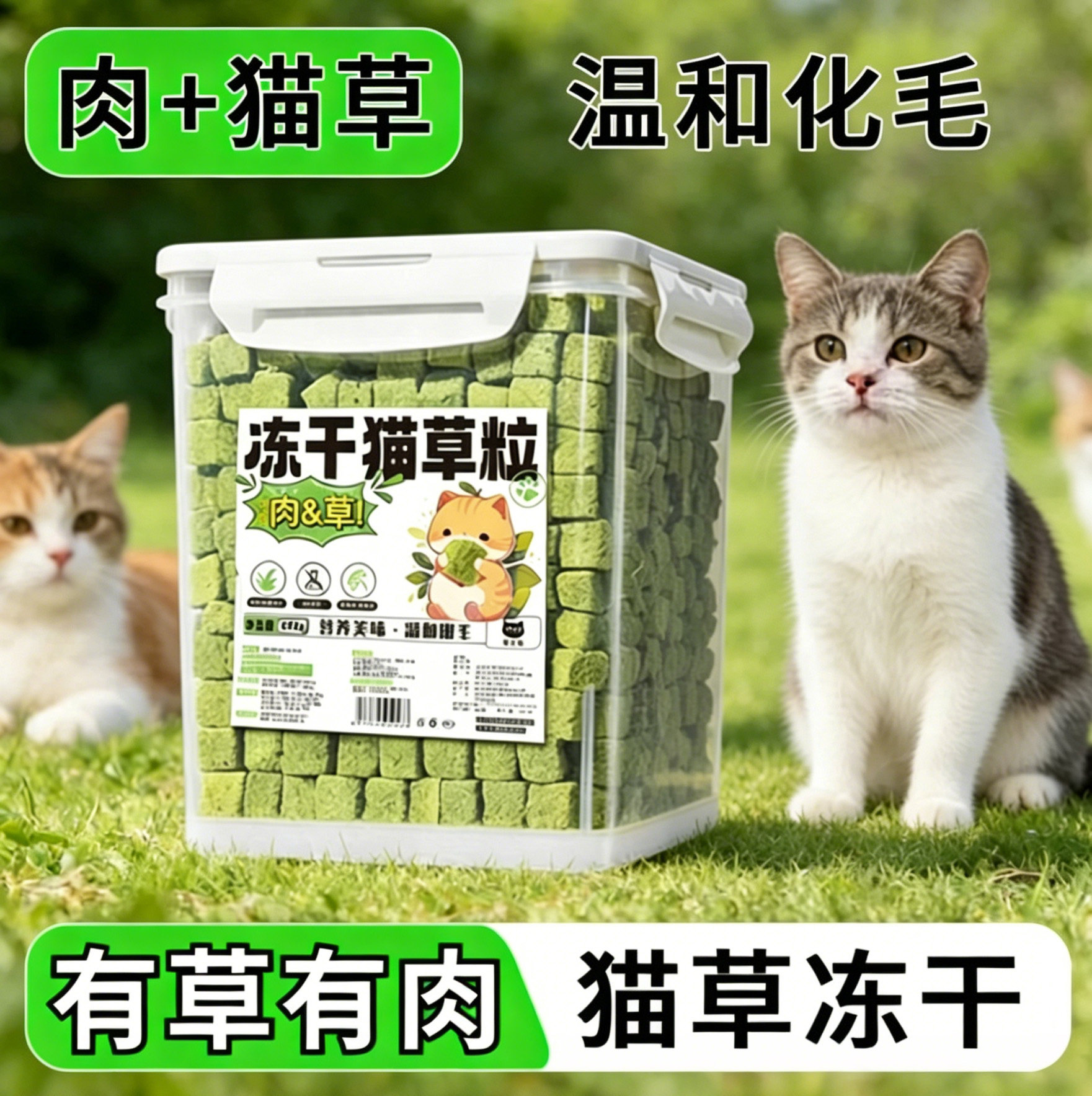 猫草冻干粒化毛磨牙洁齿含肉