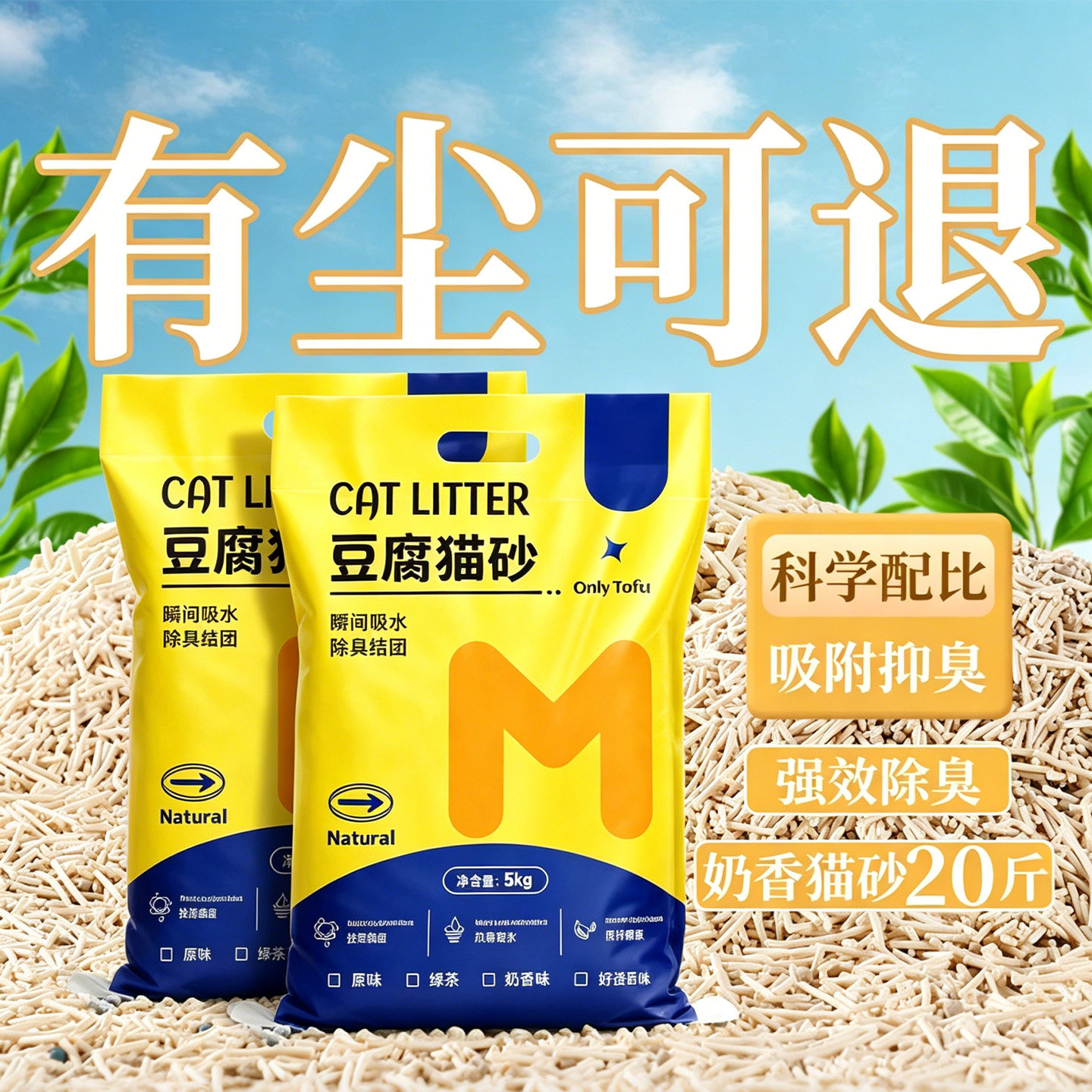 豆腐猫砂除臭无尘结团大袋包邮