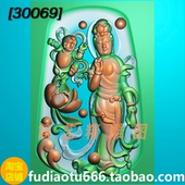 随形送子观音随型站观音童子挂件玉雕图童子拜观音精雕图荷花莲花