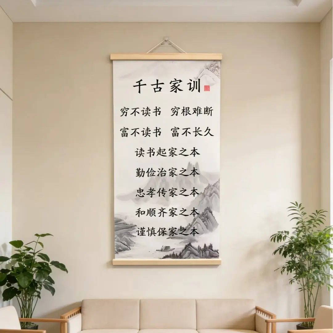 千古家训家规书房客厅字画励志书法实木油画布挂图中式古典装饰画
