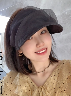 芭蕾风泡泡发箍遮阳防晒空顶帽设计师韩版气质款女夏户外防紫外线