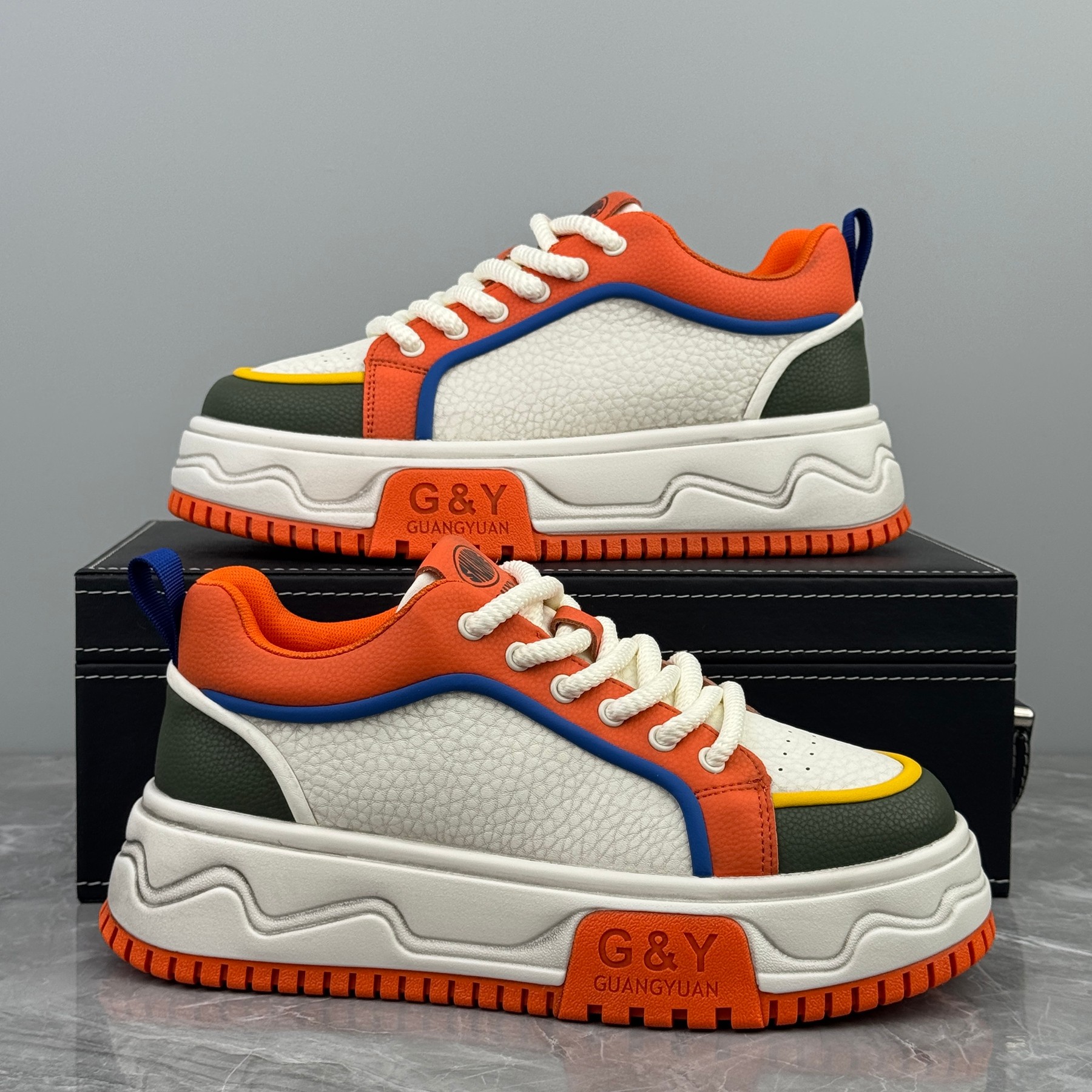 潮牌男鞋2026春季新款超火时尚拼色厚底板鞋男增高舒适百搭休闲鞋,流行男鞋,休闲板鞋,淘宝优惠券,粉丝福利购,淘宝优惠卷